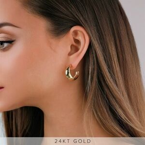 Lulus Said So 24k Gold Hoop Earrings
